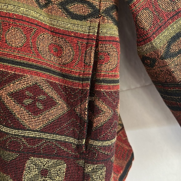 White Stag Jacket Women XL Gold Rust Black Stripe Aztec Tribal Tapestry VTG - Picture 4 of 8